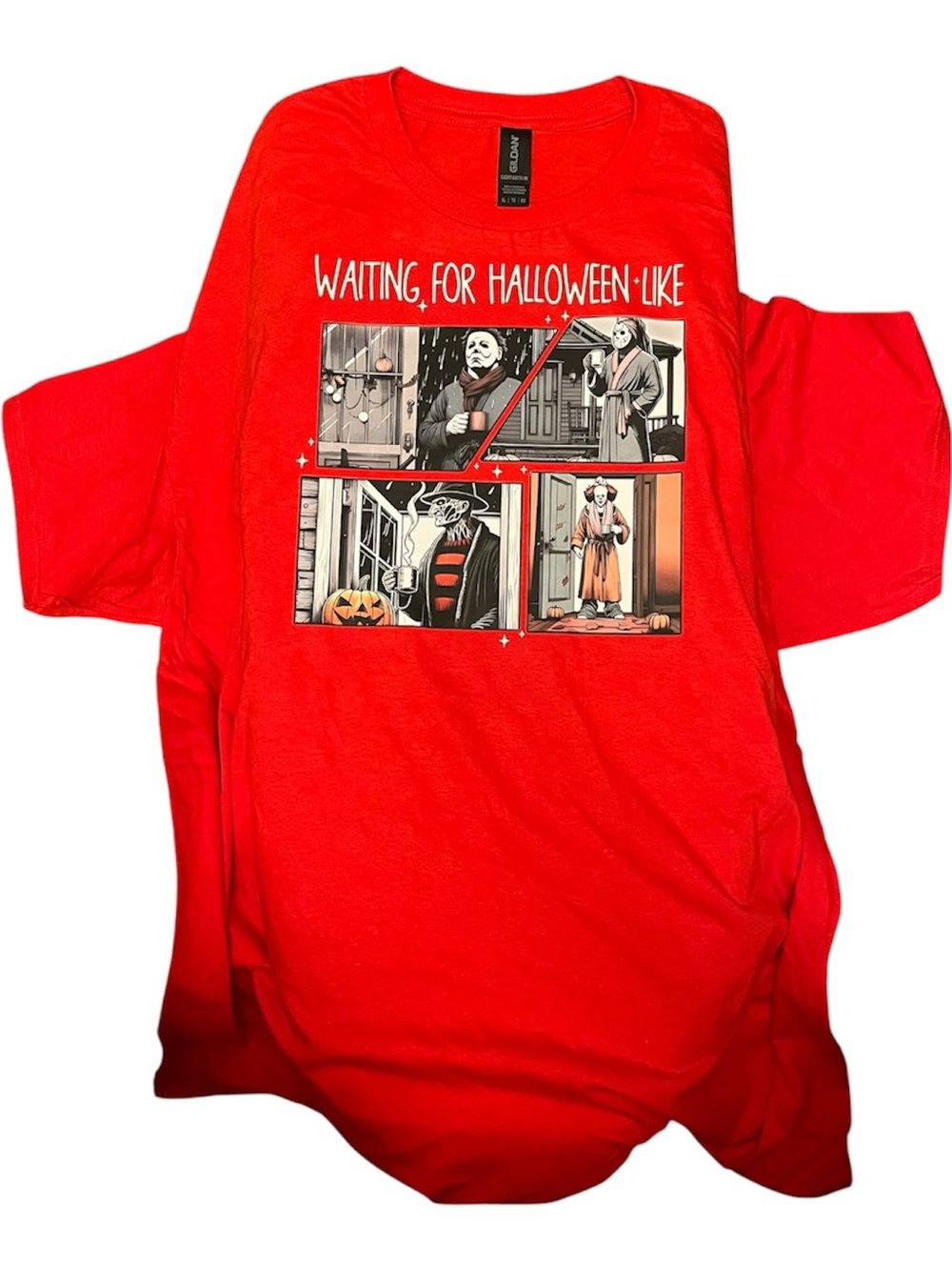 Men’s Red Horror Halloween Graphic Tee - Waiting For Halloween